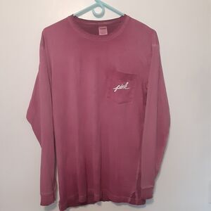 Pink Victoria's Secret Pocket T Shirt Graphic Breast Long Sleeve Womens S